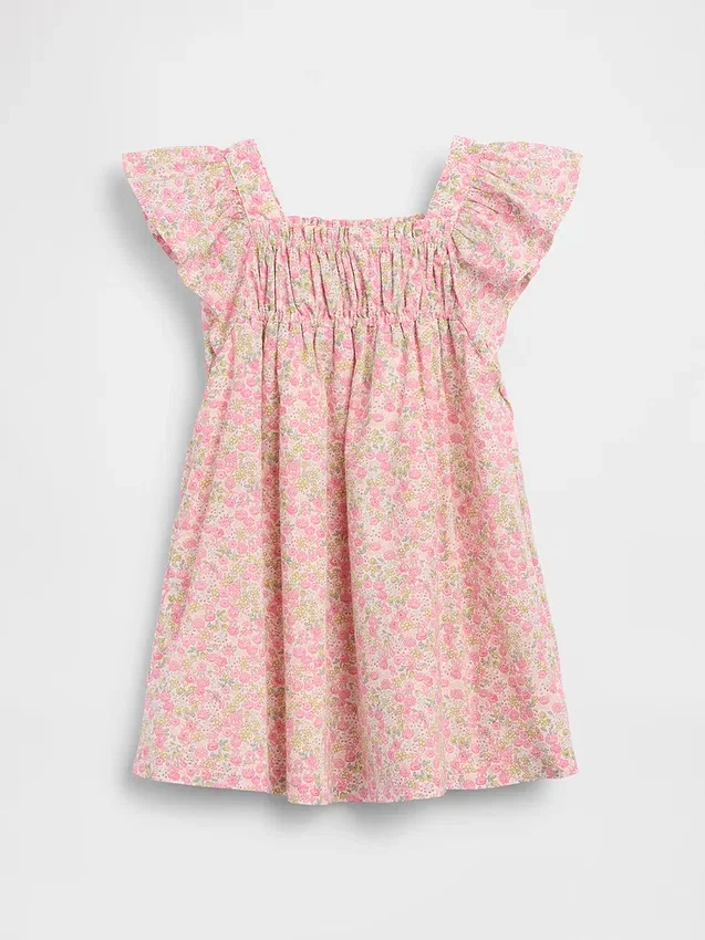 Baby & Kleinkind-Kleid mit Flatterärmeln und Blumenmuster