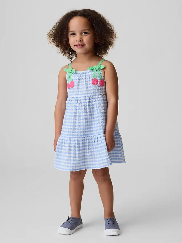 Baby & Kleinkind-Kleid mit Gingham-Muster und Kirschmotiven
