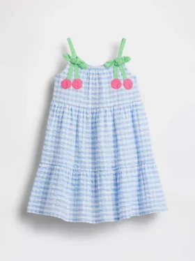 Baby & Kleinkind-Kleid mit Gingham-Muster und Kirschmotiven