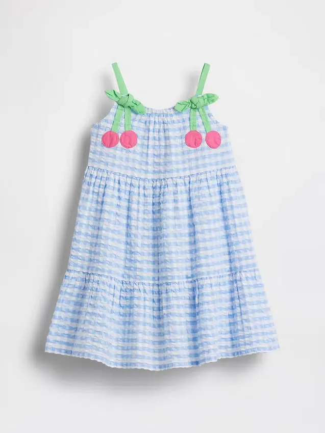 Baby & Kleinkind-Kleid mit Gingham-Muster und Kirschmotiven