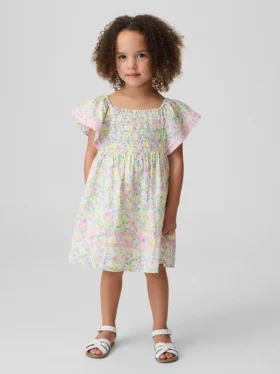 Baby & Kleinkind-Kleid mit Smokarbeit und Flatterärmeln