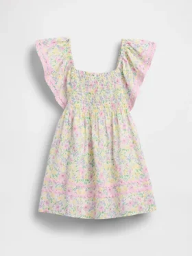 Baby & Kleinkind-Kleid mit Smokarbeit und Flatterärmeln