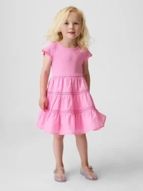 Baby & Kleinkind-Kleid mit Stufenrock und Spitzenbesatz