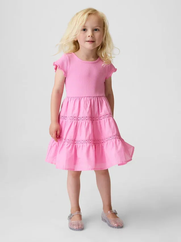 Baby & Kleinkind-Kleid mit Stufenrock und Spitzenbesatz