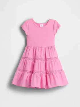 Baby & Kleinkind-Kleid mit Stufenrock und Spitzenbesatz