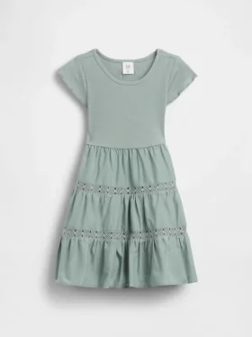 Baby & Kleinkind-Kleid mit Stufenrock und Spitzenbesatz