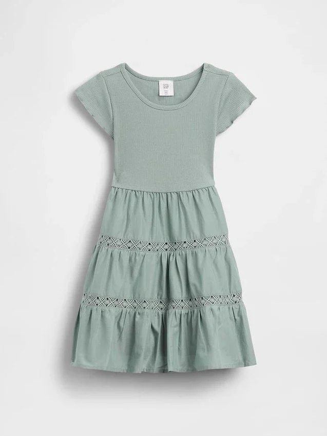 Baby & Kleinkind-Kleid mit Stufenrock und Spitzenbesatz