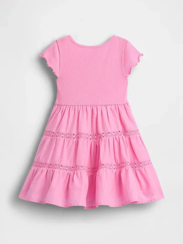 Baby & Kleinkind-Kleid mit Stufenrock und Spitzenbesatz