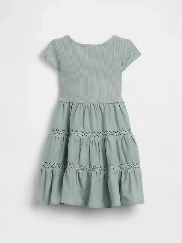 Baby & Kleinkind-Kleid mit Stufenrock und Spitzenbesatz