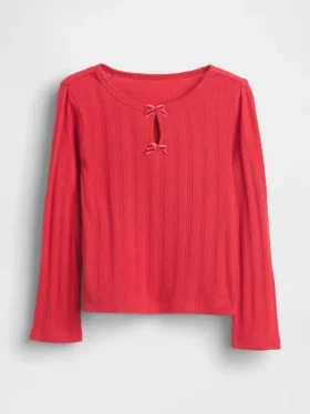 Baby & Kleinkind-Oberteil mit Pointelle-Muster und Schleife