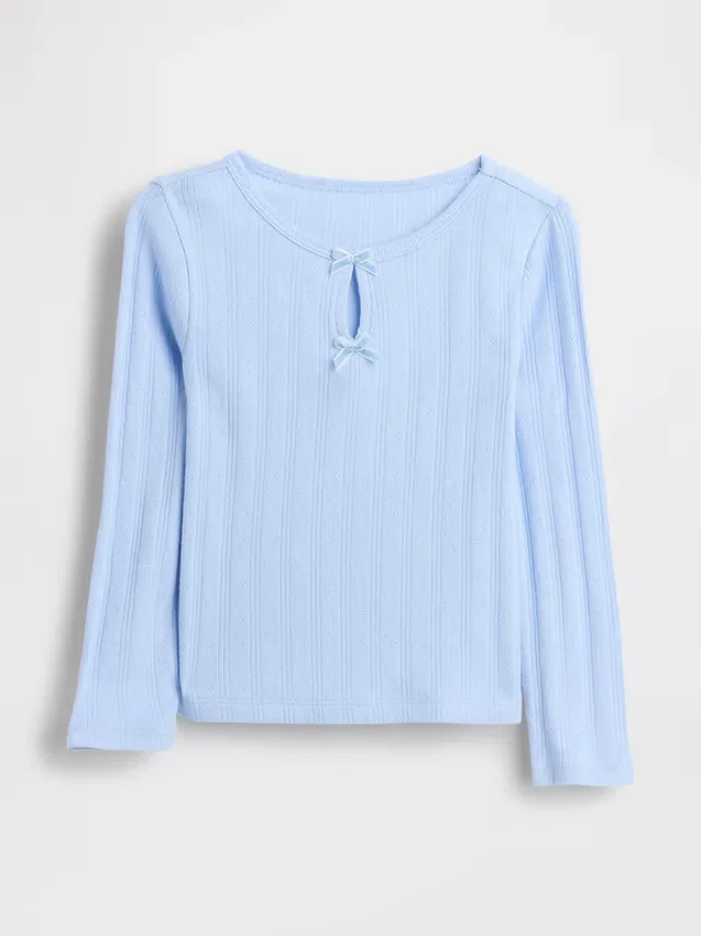 Baby & Kleinkind-Oberteil mit Pointelle-Muster und Schleife