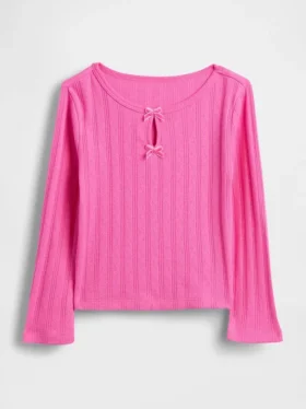 Baby & Kleinkind-Oberteil mit Pointelle-Muster und Schleife