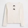 Baby & Kleinkind-Oberteil mit Pointelle-Muster und Schleife