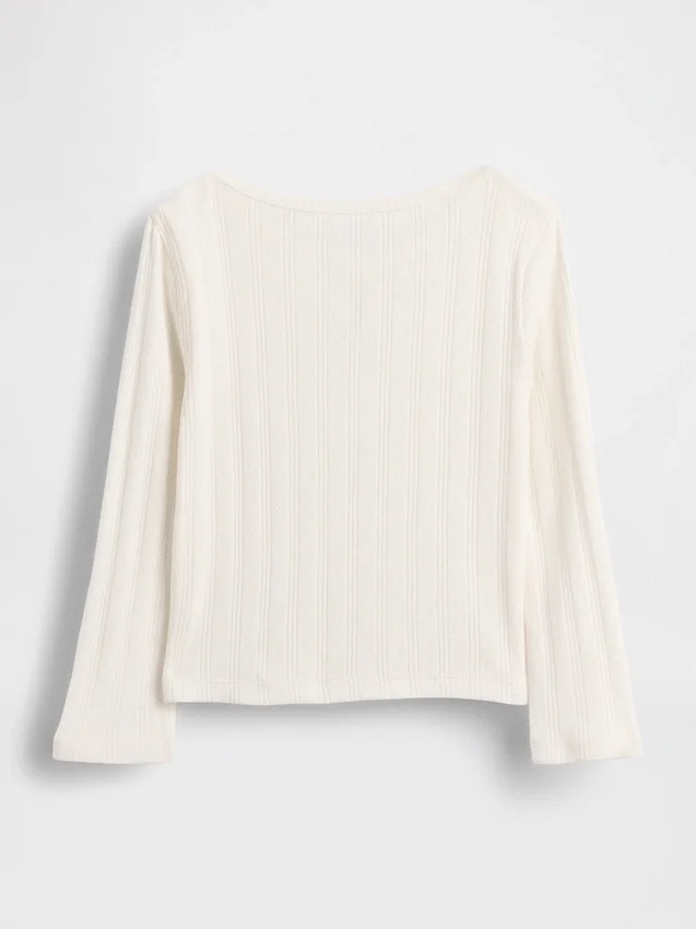 Baby & Kleinkind-Oberteil mit Pointelle-Muster und Schleife
