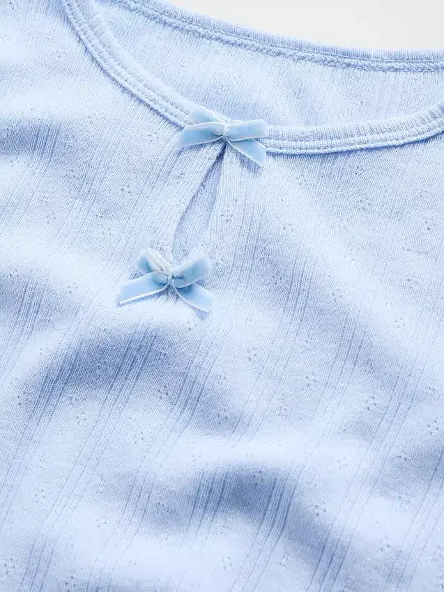 Baby & Kleinkind-Oberteil mit Pointelle-Muster und Schleife