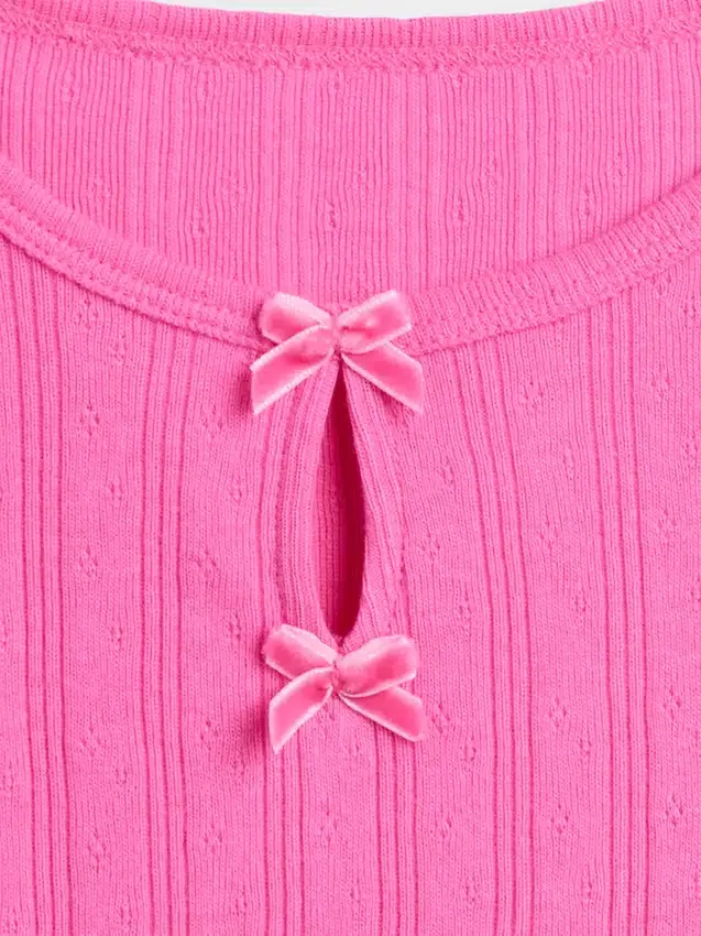 Baby & Kleinkind-Oberteil mit Pointelle-Muster und Schleife
