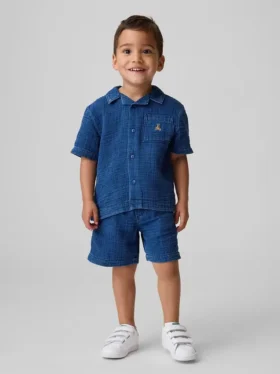 Baby & Kleinkind-Outfit-Set aus Baumwollgaze-Denim