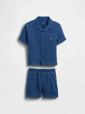 Baby & Kleinkind-Outfit-Set aus Baumwollgaze-Denim