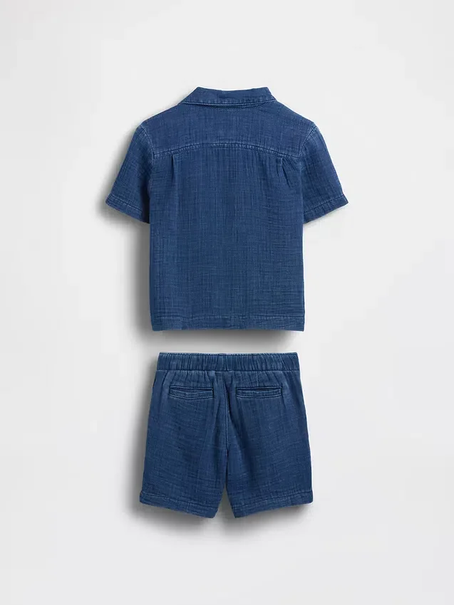 Baby & Kleinkind-Outfit-Set aus Baumwollgaze-Denim