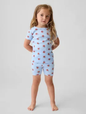 Baby & Kleinkind-Pyjama-Set „Brannan Bear“ aus gebürsteter Bio-Baumwolle in Shorts-Form