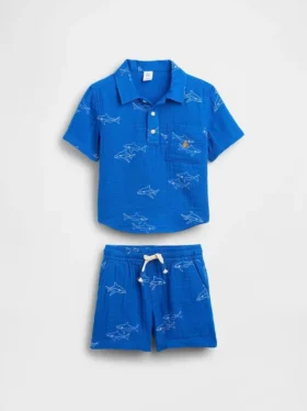 Baby & Kleinkind-Set aus Baumwollgaze mit Poloshirt