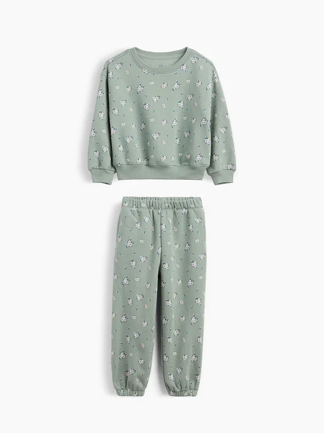 Baby & Kleinkind-Set aus Vintagesoft-Sweatshirtstoff mit Blumenmuster