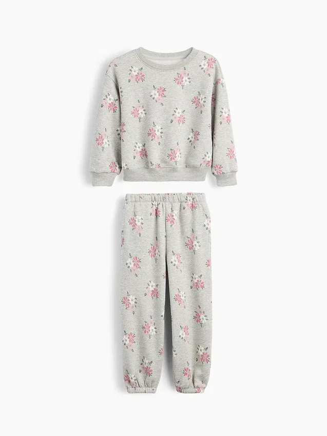 Baby & Kleinkind-Set aus Vintagesoft-Sweatshirtstoff mit Blumenmuster