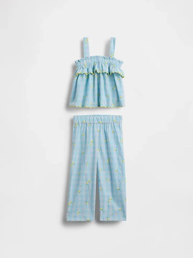 Baby & Kleinkind-Set mit Zitronen-Gingham-Muster