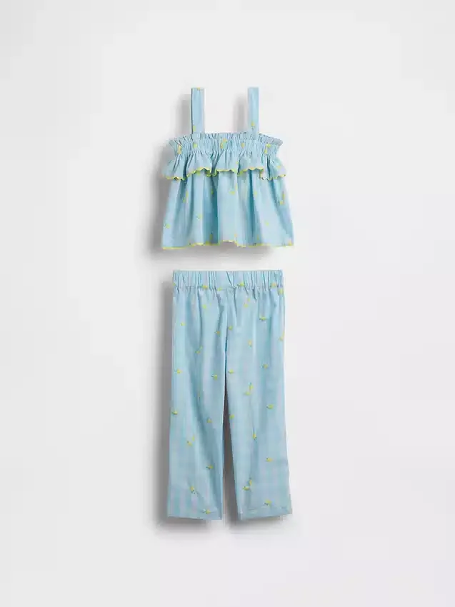 Baby & Kleinkind-Set mit Zitronen-Gingham-Muster