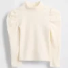 Baby & Kleinkind-Shirt mit Puffärmeln, Rippstrick und Stehkragen