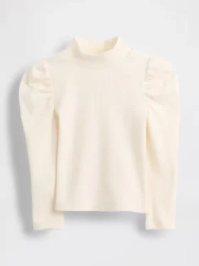Baby & Kleinkind-Shirt mit Puffärmeln, Rippstrick und Stehkragen
