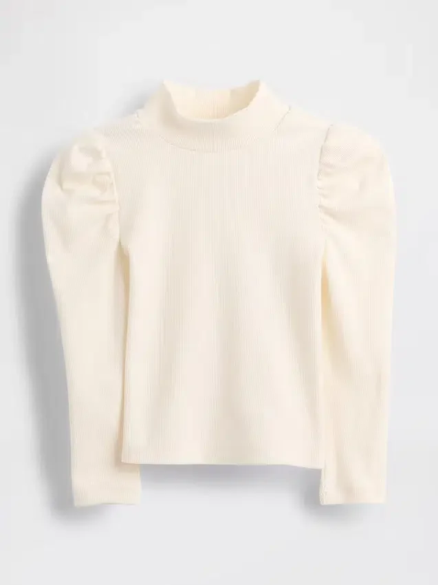 Baby & Kleinkind-Shirt mit Puffärmeln, Rippstrick und Stehkragen