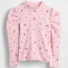 Baby & Kleinkind-Shirt mit Puffärmeln, Rippstrick und Stehkragen