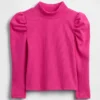 Baby & Kleinkind-Shirt mit Puffärmeln, Rippstrick und Stehkragen