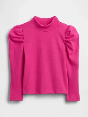 Baby & Kleinkind-Shirt mit Puffärmeln, Rippstrick und Stehkragen
