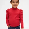 Baby & Kleinkind-Shirt mit Puffärmeln, Rippstrick und Stehkragen