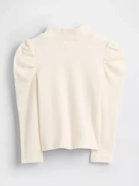 Baby & Kleinkind-Shirt mit Puffärmeln, Rippstrick und Stehkragen