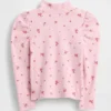 Baby & Kleinkind-Shirt mit Puffärmeln, Rippstrick und Stehkragen