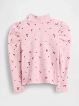 Baby & Kleinkind-Shirt mit Puffärmeln, Rippstrick und Stehkragen