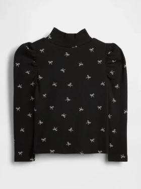 Baby & Kleinkind-Shirt mit Puffärmeln, Rippstrick und Stehkragen