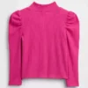 Baby & Kleinkind-Shirt mit Puffärmeln, Rippstrick und Stehkragen