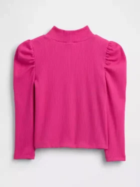 Baby & Kleinkind-Shirt mit Puffärmeln, Rippstrick und Stehkragen