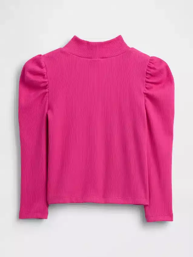 Baby & Kleinkind-Shirt mit Puffärmeln, Rippstrick und Stehkragen