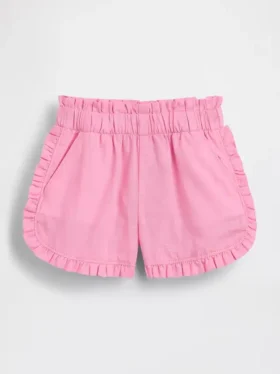 Baby & Kleinkind-Shorts aus Leinen-Baumwoll-Mischung mit Rüschen und Delfin-Motiv