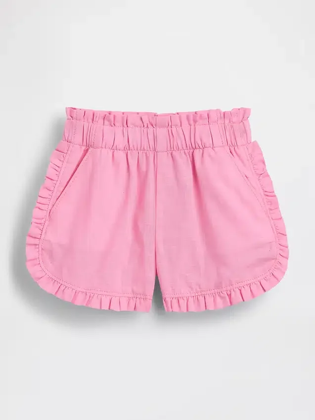 Baby & Kleinkind-Shorts aus Leinen-Baumwoll-Mischung mit Rüschen und Delfin-Motiv