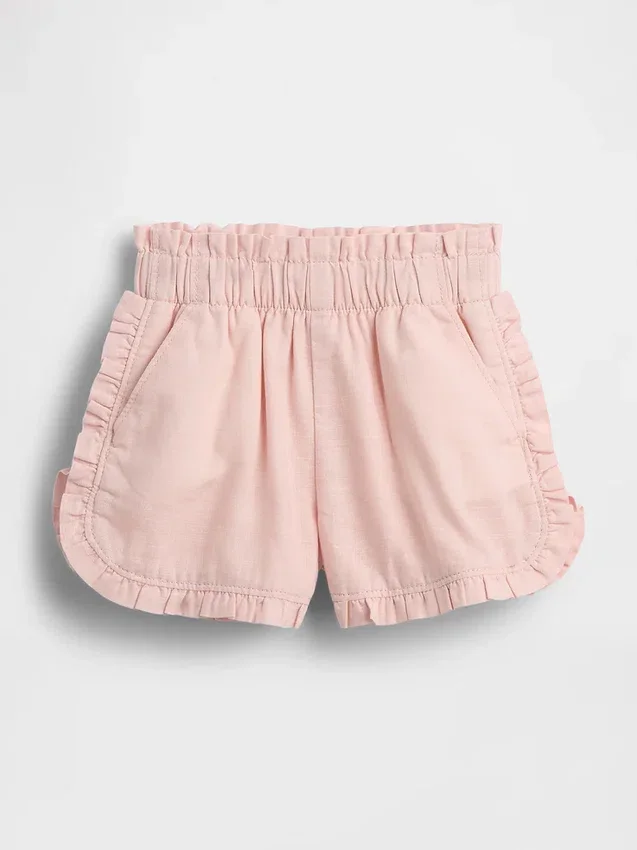 Baby & Kleinkind-Shorts aus Leinen-Baumwoll-Mischung mit Rüschen und Delfin-Motiv