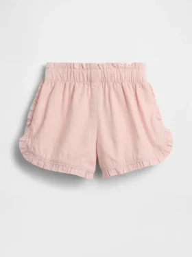 Baby & Kleinkind-Shorts aus Leinen-Baumwoll-Mischung mit Rüschen und Delfin-Motiv