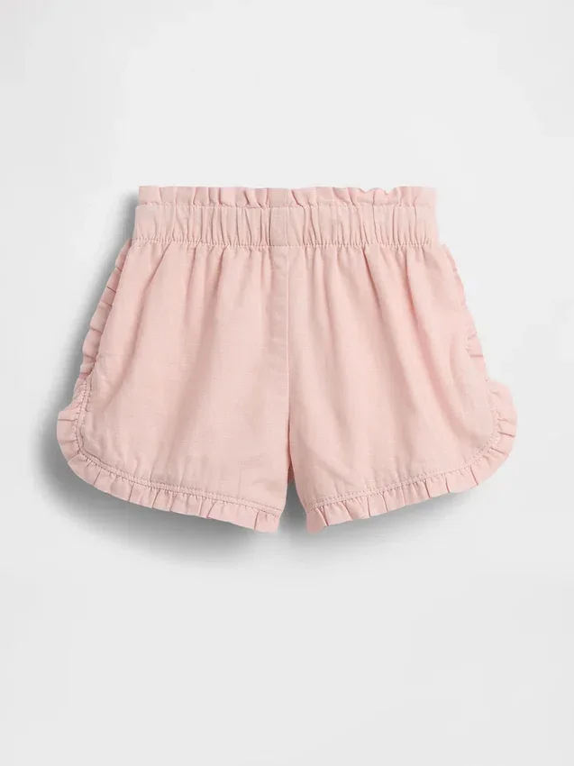 Baby & Kleinkind-Shorts aus Leinen-Baumwoll-Mischung mit Rüschen und Delfin-Motiv