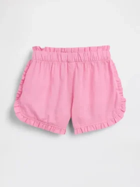 Baby & Kleinkind-Shorts aus Leinen-Baumwoll-Mischung mit Rüschen und Delfin-Motiv