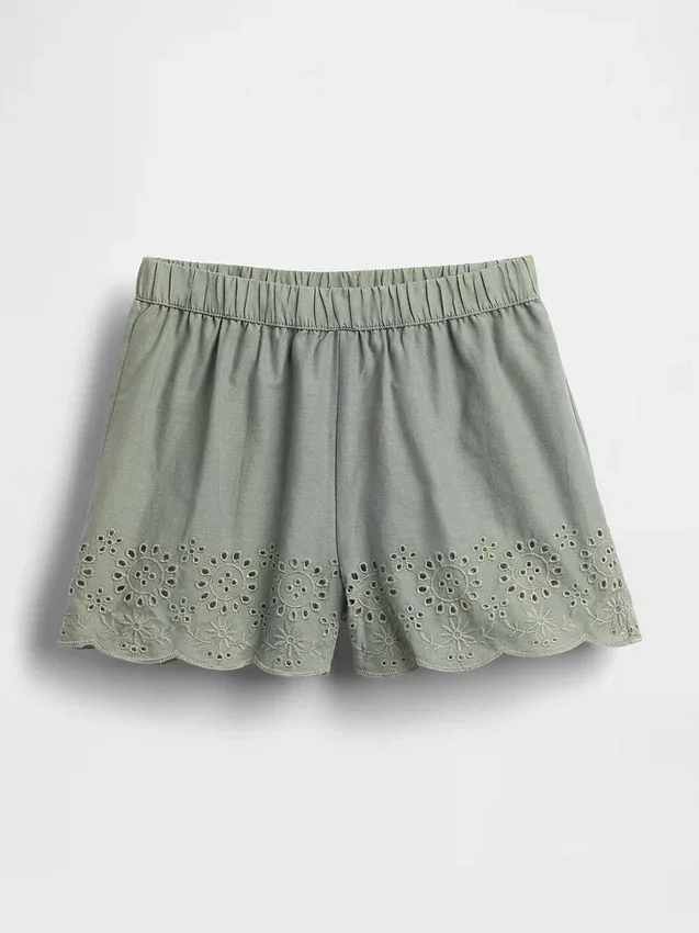 Baby & Kleinkind-Shorts zum Hineinschlüpfen mit Lochstickerei am Saum